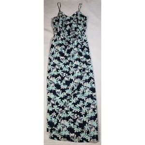 Banana Republic Blue Floral Faux Wrap Spaghetti Strap Maxi Dress